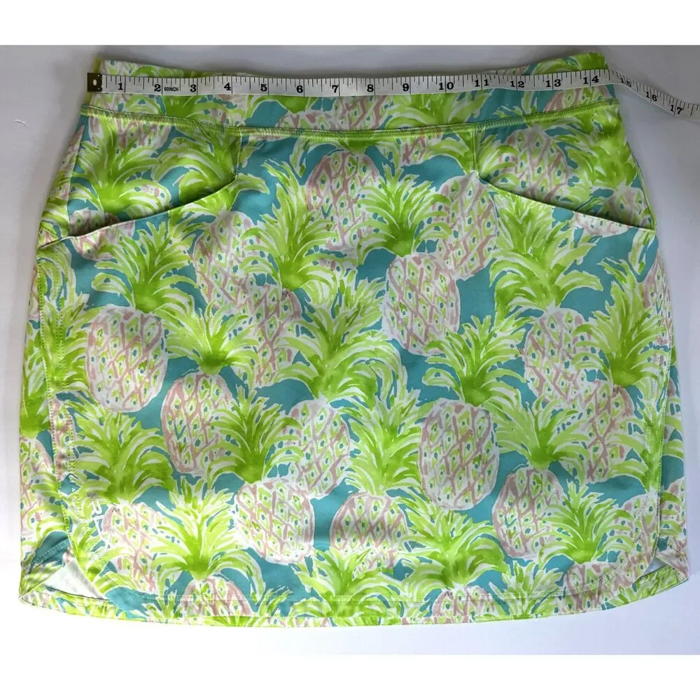 RLX Ralph Lauren Ladies Skort Size Small Lime, Blue and Pink Pineapples